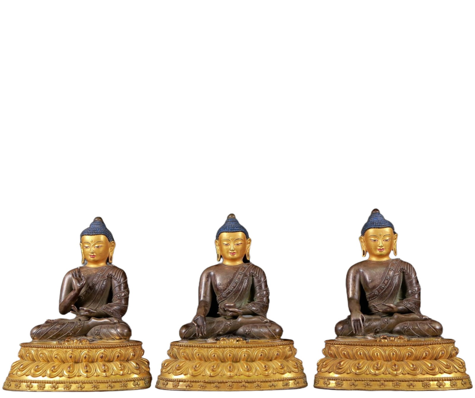 A Set of Solemn Gilt Bronze Statue of Sakyamuni (1 of 17)