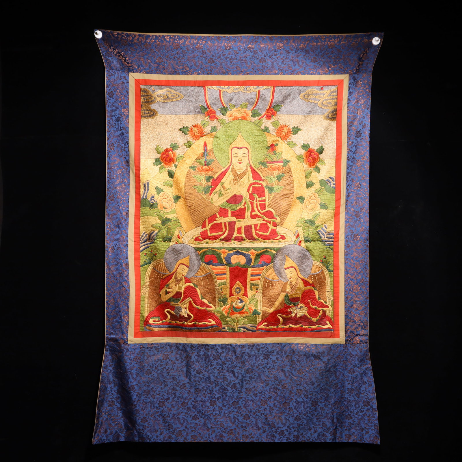 A Rare Brocade Embroidery Statue of Tsongkhapa Tangka: A Rare Brocade Embroidery Statue of Tsongkhapa Tangka,Qing Dynasty,China,Size:63inx43.3in