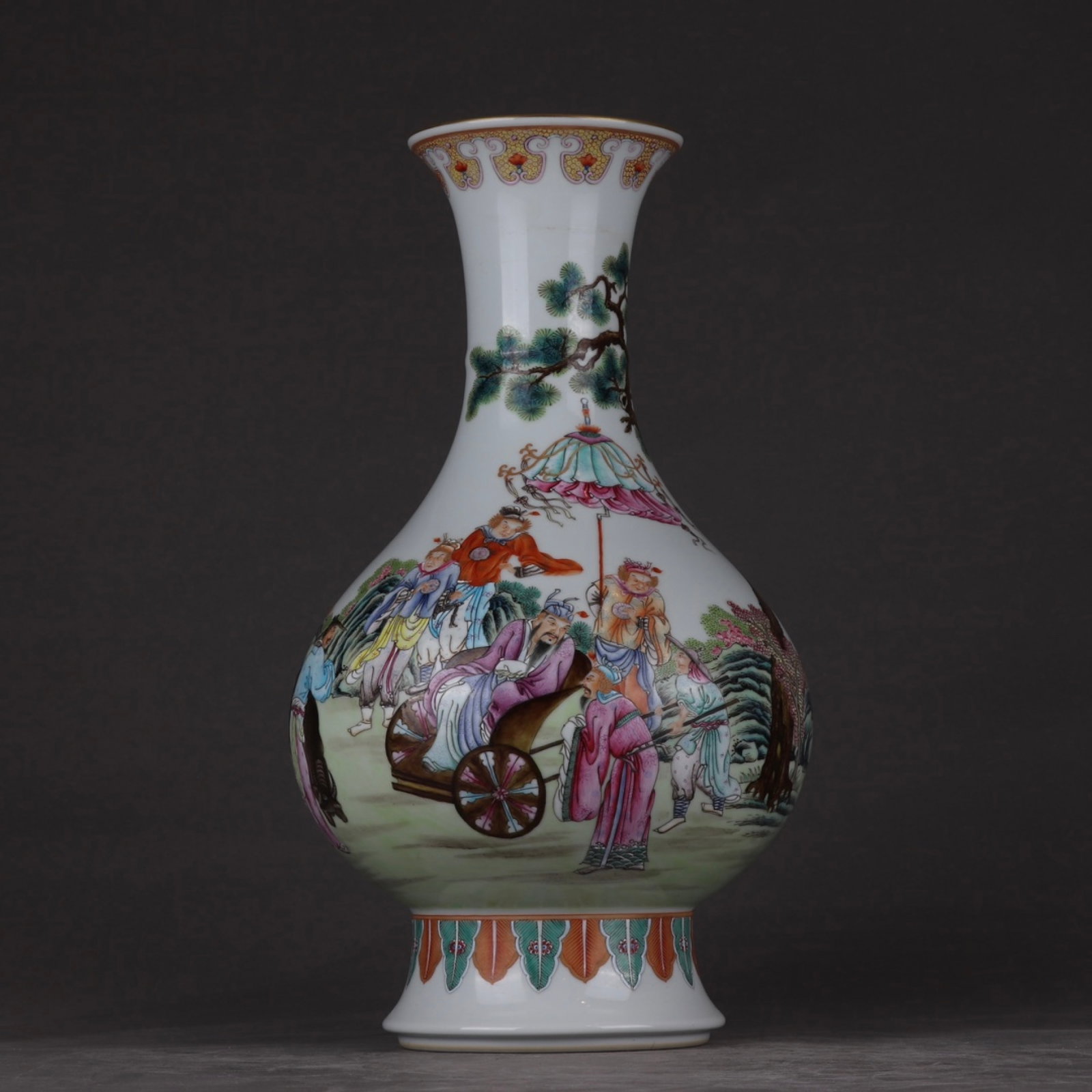A Rare Famille-Rose Character and Story Pattern Vase: A Rare Famille-Rose Character and Story Pattern Vase,Qing Dynasty,China,Yongzheng Four-character Mark,Size:13.4inx7.7in