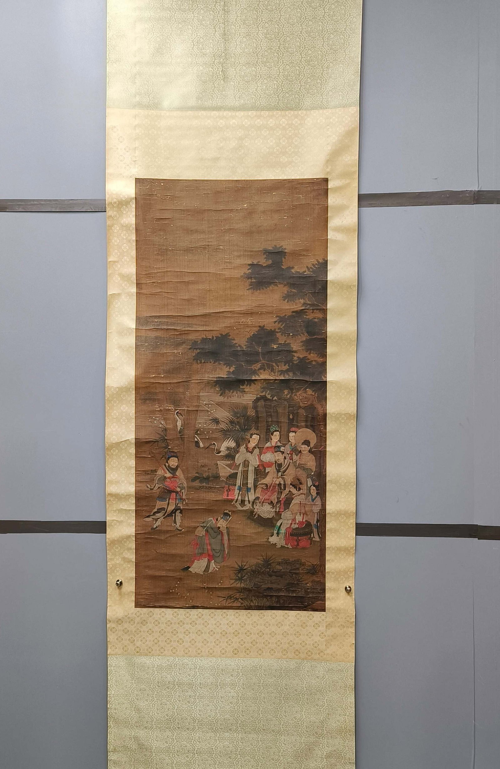A Chinese Vertical Scroll Ink Painting of Character and Story on Paper: A Chinese Vertical Scroll Ink Painting of Character and Story on Paper,Yi Ming,Size:52inx23.2in 一幅中国水墨人物故事画立轴