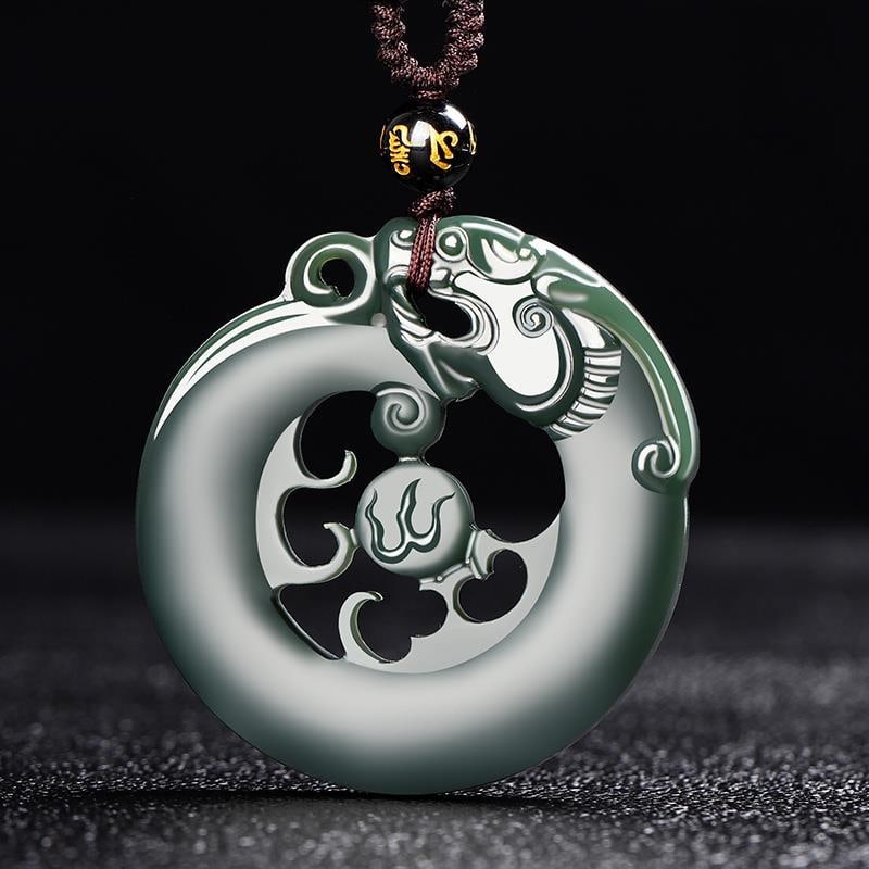 An Exquisite Cyan jade Dragon Pattern Pendant: An Exquisite Cyan jade Dragon Pattern Pendant 青玉龙纹挂件