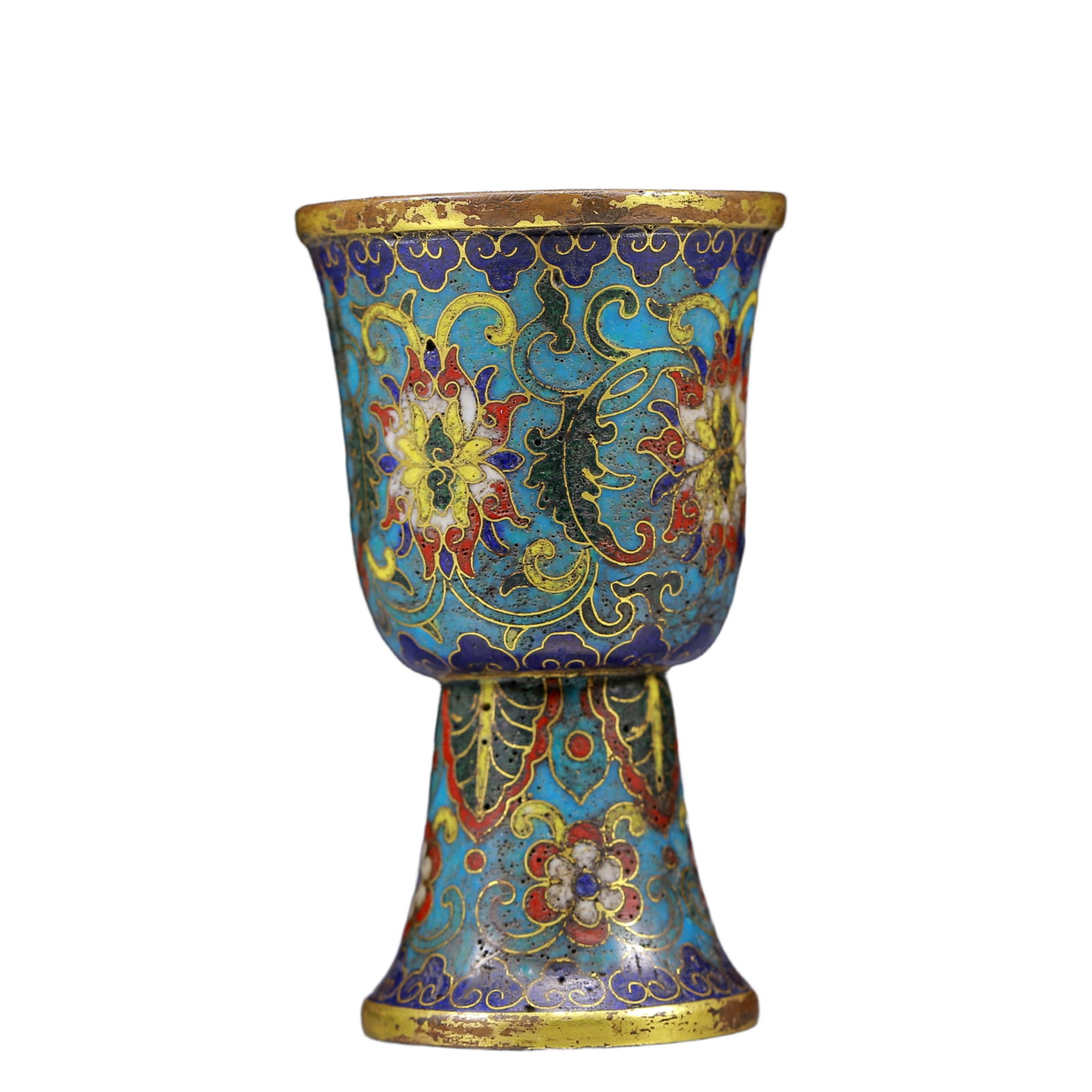An Exquisite Cloisonne Lotus Pattern Libation Cup (1 of 6)