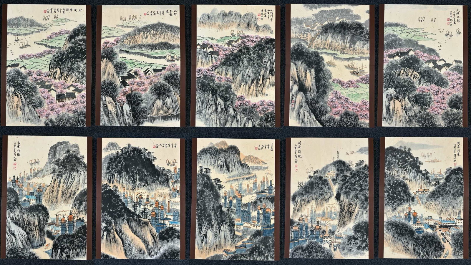 A Chinese Album Ink Painting of Landscape on Paper,Song Wenzhi: A Chinese Album Ink Painting of Landscape on Paper,Song Wenzhi,Size:(Entirety)19.9inx13.6in 一本中国水墨山水画画册,宋文