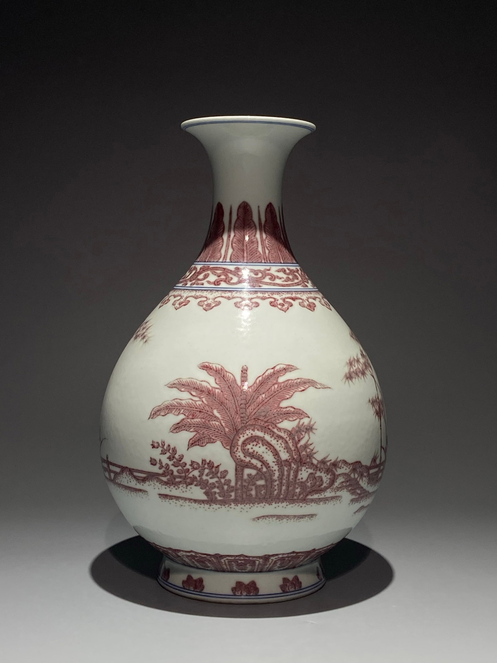 A Rare Underglaze-Red Banana Leaf and Bamboo Pattern Vase (1 of 9)