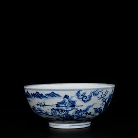 An Exquisite Blue and White Character and Story Pattern Bowl
