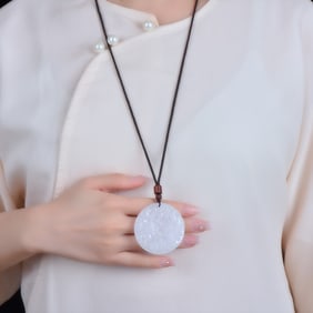 An Exquisite Jadeite Landscape Pattern Pendant