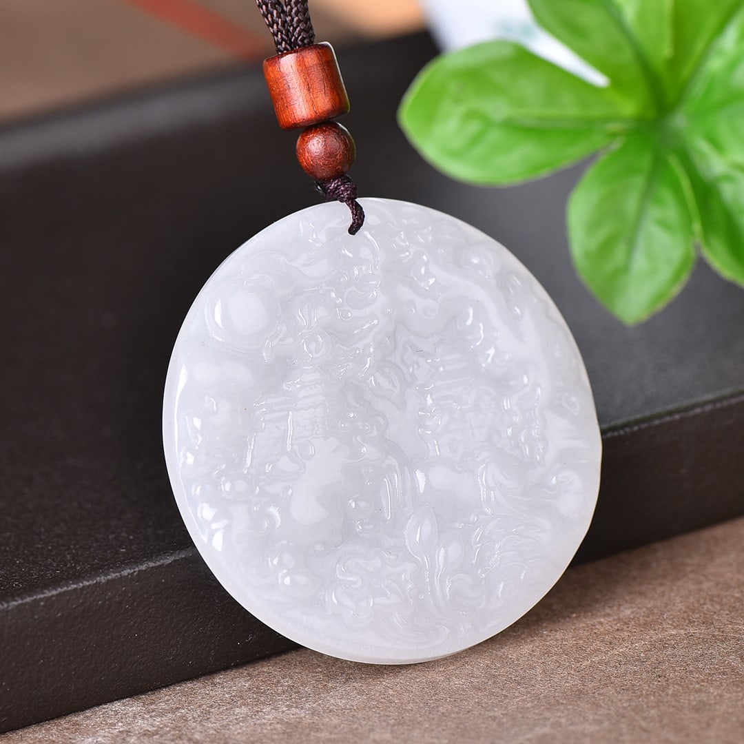 An Exquisite Jadeite Landscape Pattern Pendant - 3