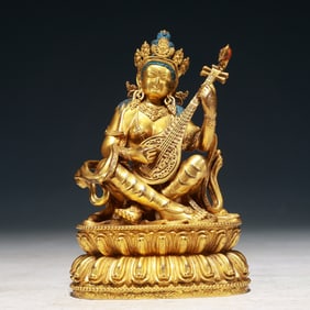 A Solemn Gilt Bronze Statue of Gautama??s Mother