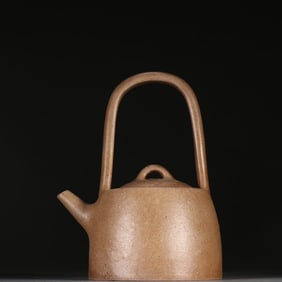 A Rare Purple Sands Hollow Auspicious Cloud Pattern Loop-Handled Pot