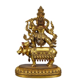 A Solemn Gilt Bronze Buddha Statue