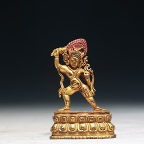 A Solemn Gilt Bronze Buddha Statue