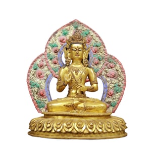 A Solemn Gilt Bronze Statue of Sakyamuni
