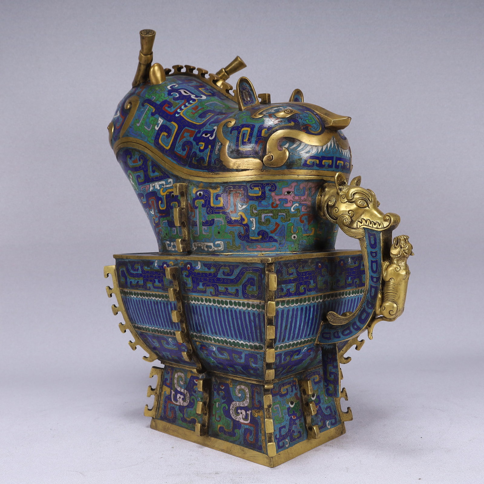 A Huge Cloisonne Chi-Dragon Pattern Cover Cup - 10