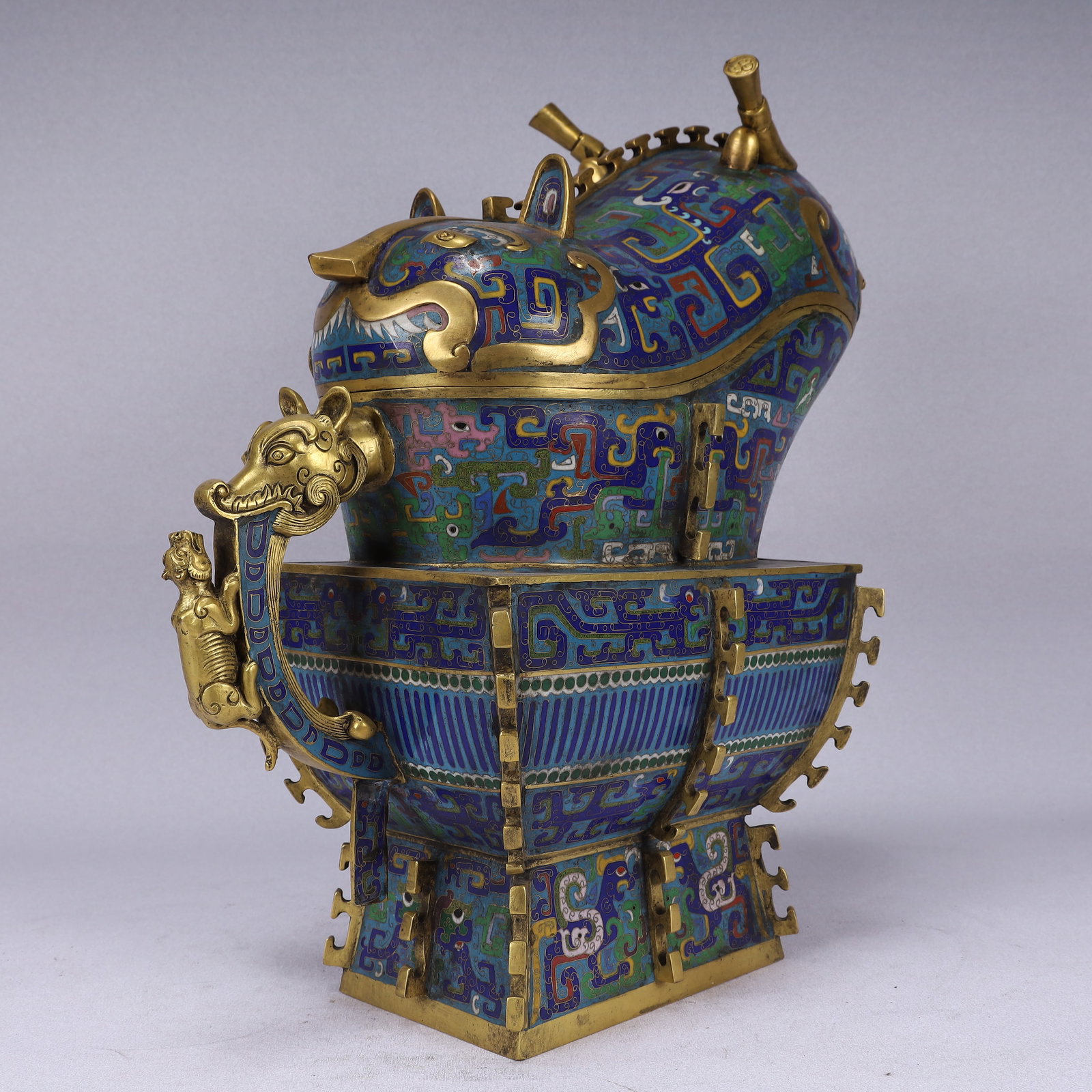 A Huge Cloisonne Chi-Dragon Pattern Cover Cup - 12