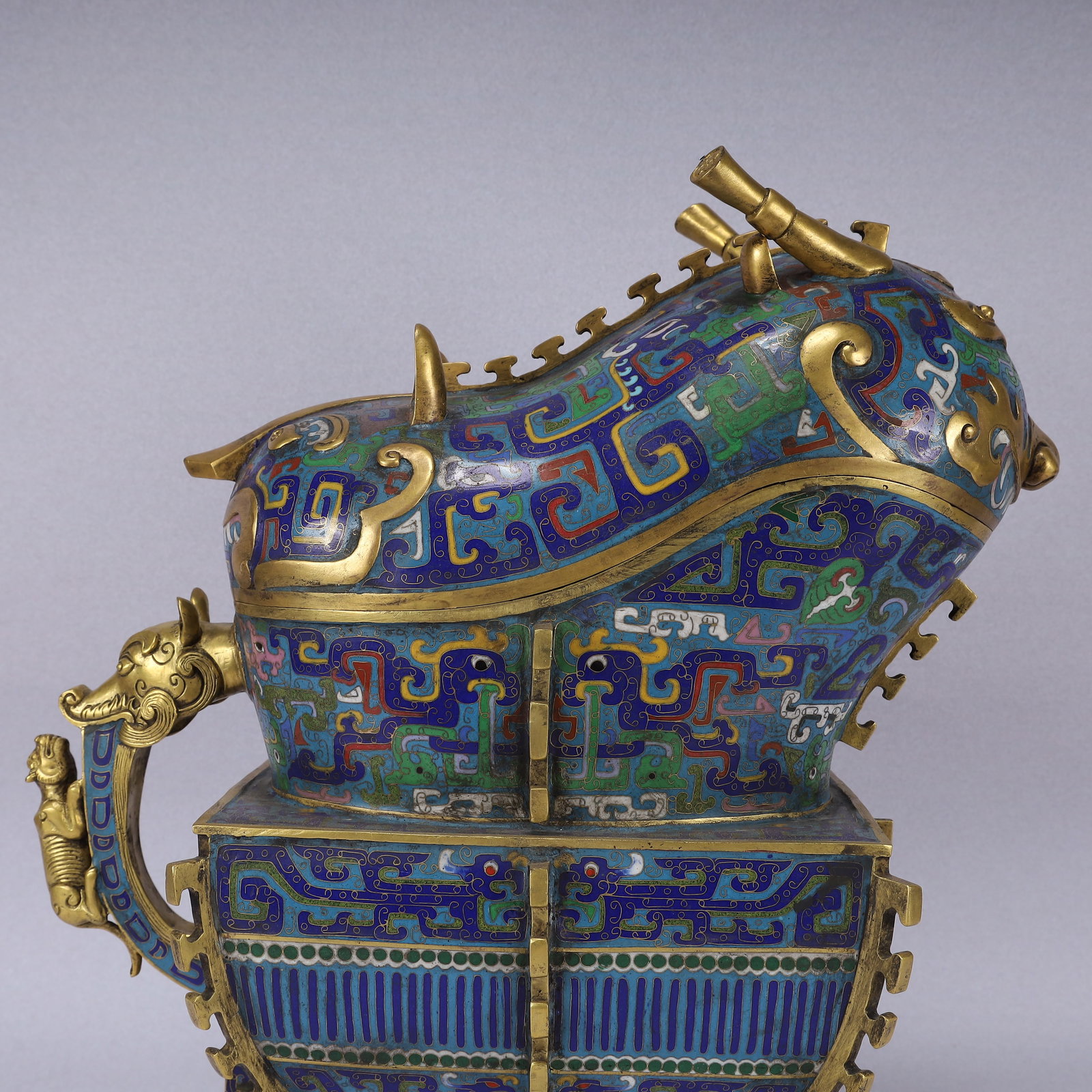 A Huge Cloisonne Chi-Dragon Pattern Cover Cup - 2
