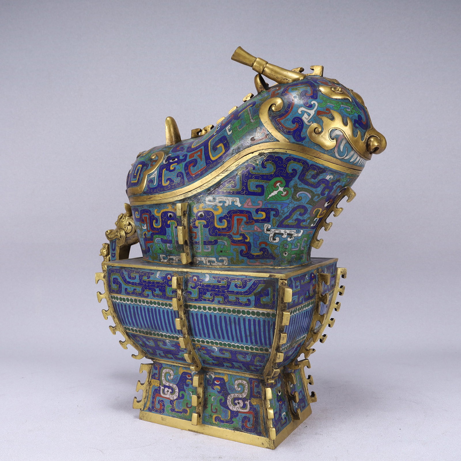 A Huge Cloisonne Chi-Dragon Pattern Cover Cup - 4