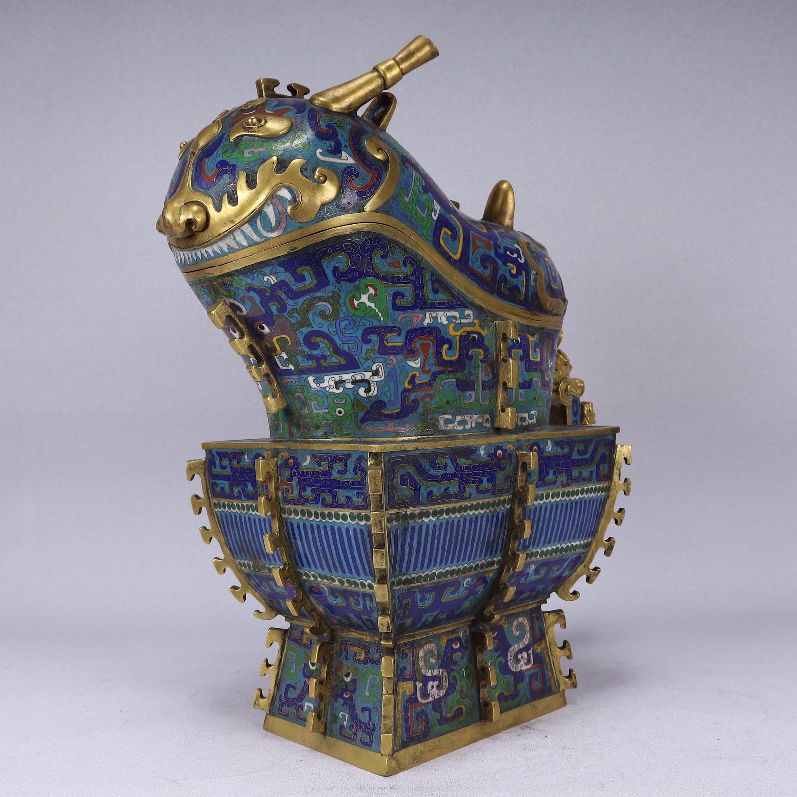 A Huge Cloisonne Chi-Dragon Pattern Cover Cup - 8