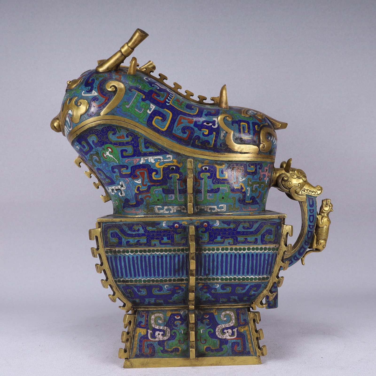 A Huge Cloisonne Chi-Dragon Pattern Cover Cup - 9