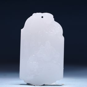 An Exquisite White Jade Figure Pattern Pendant
