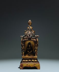 A Rare Gilt Bronze Niche,With Inscription
