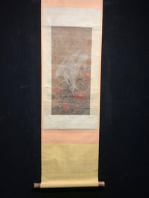 A Chinese Vertical Scroll Ink Painting of Flower and Bird on Silk,Zhao Ji