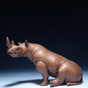 An Exquisite Bronze Rhinoceros Ornament