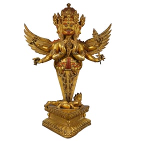 A Solemn Gilt Bronze Statue of Vajrasattva