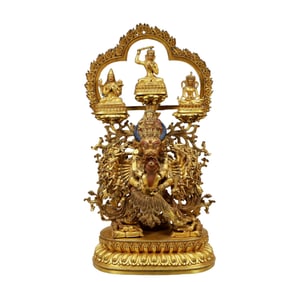 A Solemn Gilt Bronze Statue of Yamantaka