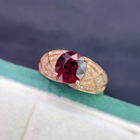 A Exquisite 18k Gold Inlaid 1.50ct Natural Tourmaline Ring,Inlaid Diamond