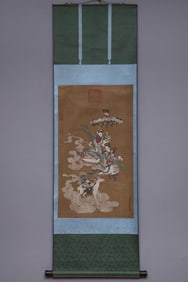 A Chinese Vertical Scroll Ink Painting of Figure on Silk,Jin Yanbiao