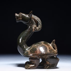 An Exquisite Jasper Dragon Turtle Ornament