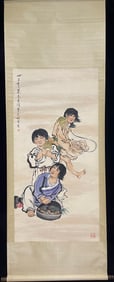 A Chinese Vertical Scroll Ink Painting of Figure on Paper,Xu Beihong