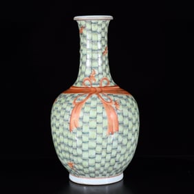 A Rare Famille-Rose Bats Pattern Vase