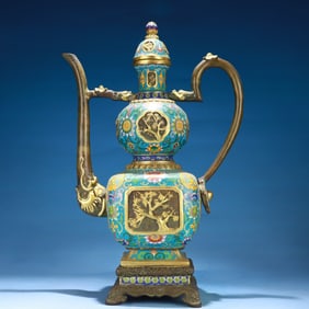 An Exquisite Cloisonne Flower Pattern Ewer,with Base