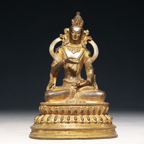 A Solemn Gilt Bronze Statue of Tara