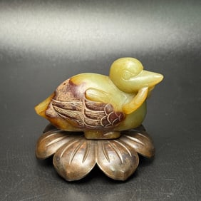 An Exquisite White Jade Goose Ornament