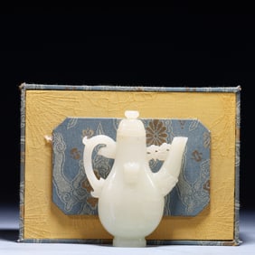 An Exquisite White Jade Landscape Pattern Ewer