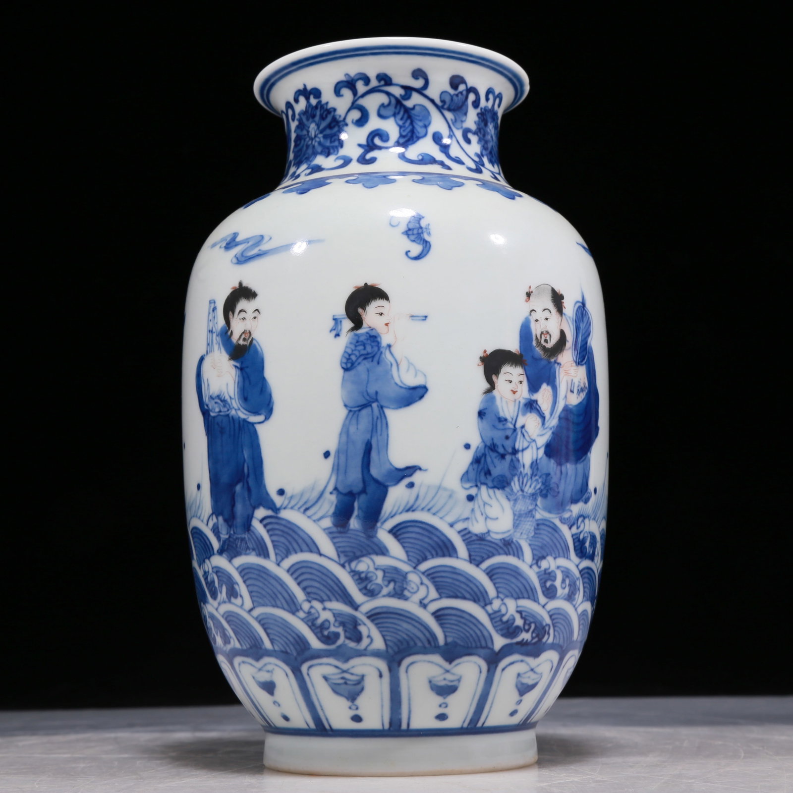 A Fabulous Blue And White Polychrome 'The Eight Immortals Crossing The Ocean' Vase (1 of 5)