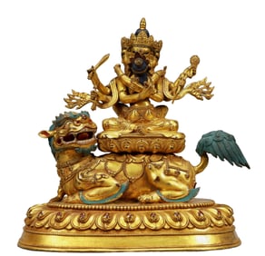 A Solemn Gilt Bronze Statue of Manjusri
