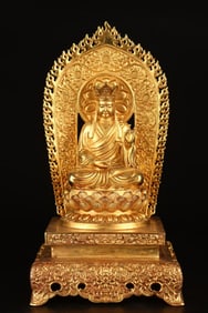 A Rare Gilt Bronze Lotus Pattern Buddha Statue