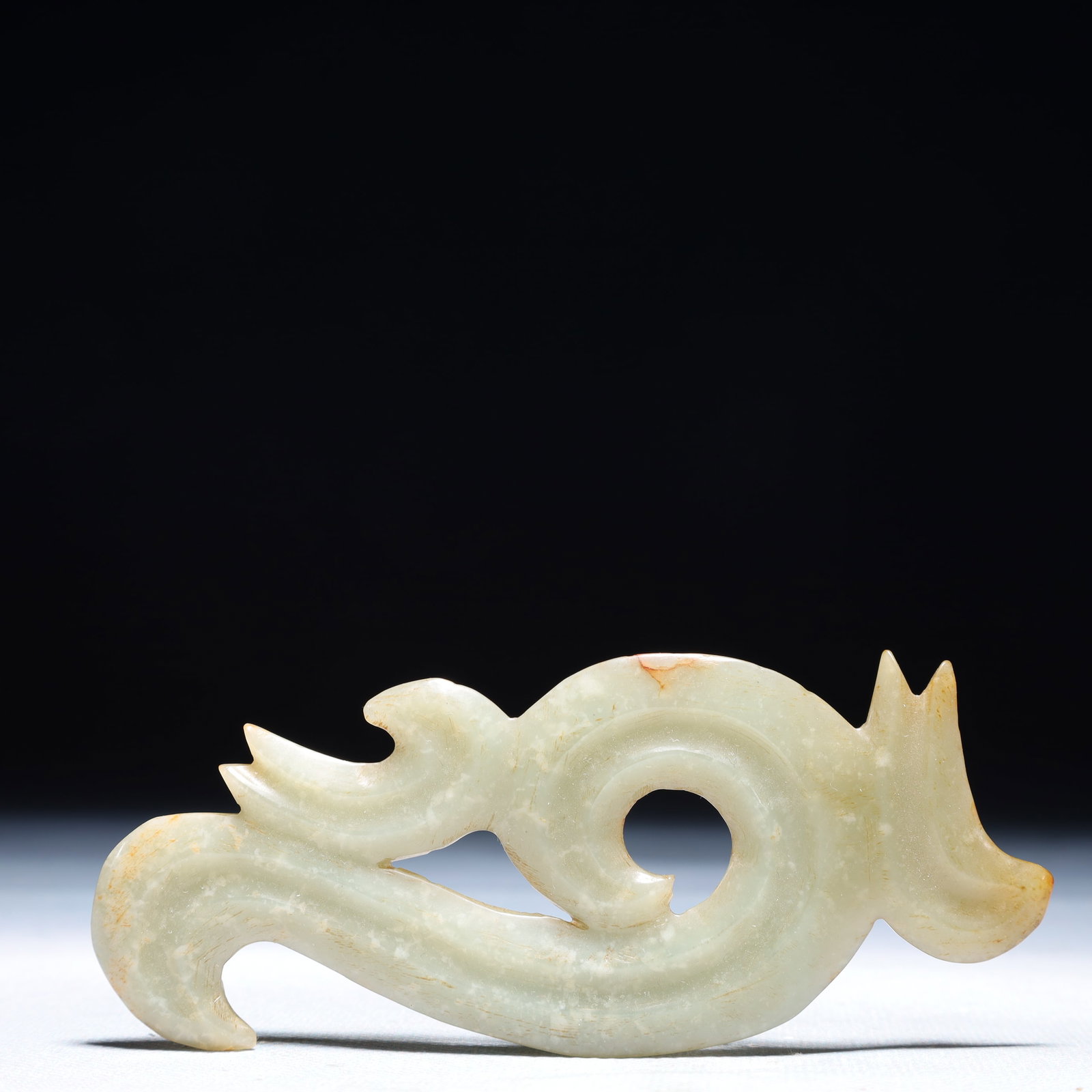 An Archaic Hongshan Culture White Jade Pendant: An Archaic Hongshan Culture White Jade Pendant,Ancient Time,China,Size:4.7inx2in,Weight:47.4g 红山文化白玉挂件,中国新石器&