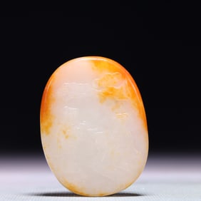 An Exquisite White Jade Character and Story Pattern Ornament,with poem