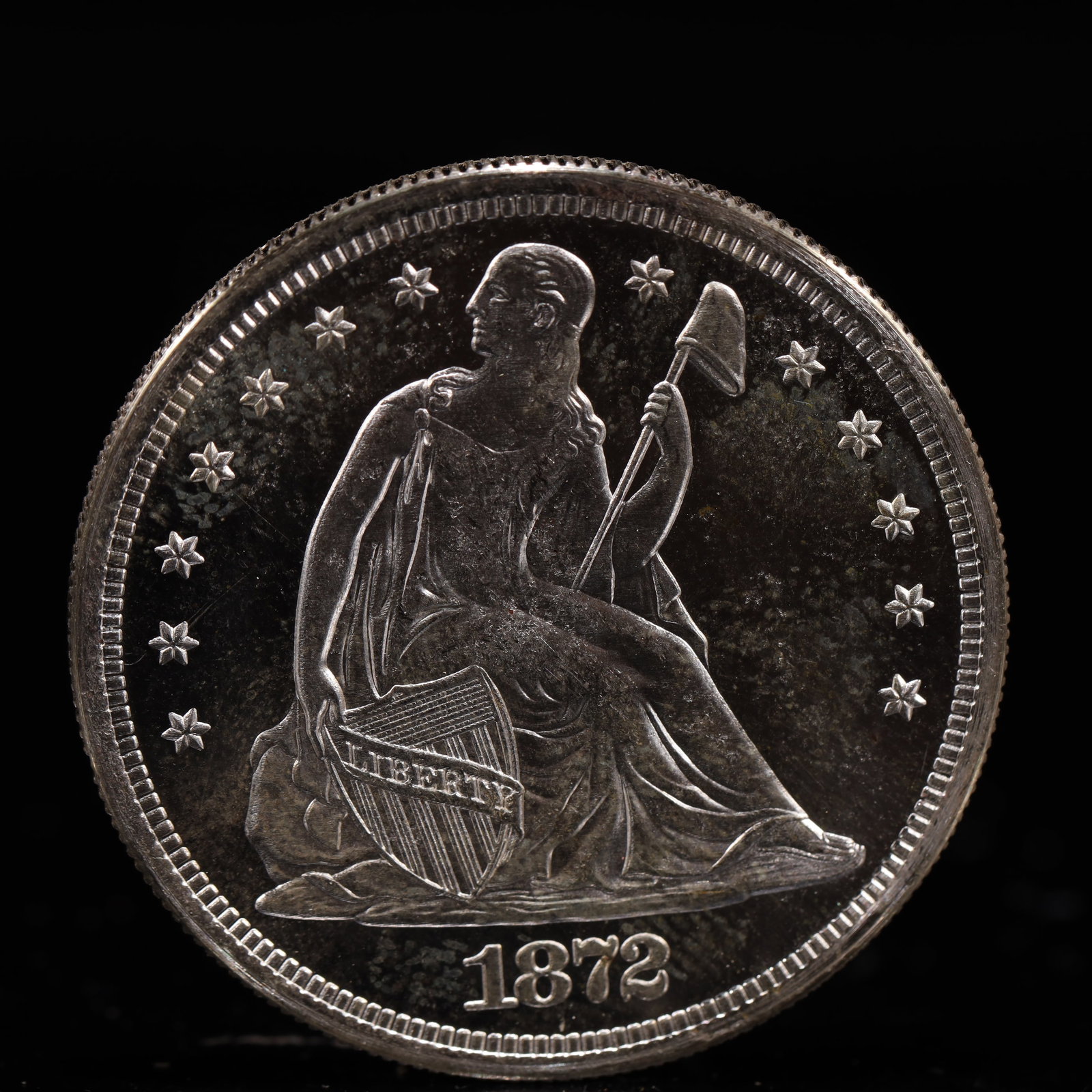 USA One Dollar 1872 Coin: American coin. IN GOD WE TRUST / LIBERTY / 1872 / UNITED STATES OF AMERICA / ONE DOL. Mint Mark: CC.Weight:26.9g.