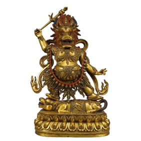 A Solemn Gilt Bronze Statue of Vajra