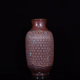 An Exquisite Purple and Gold Glazed Bamboo Pattern Vase