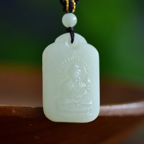 An Exquisite White Jade Bodhisattva Pendant