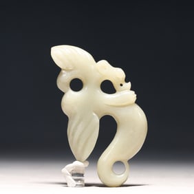 An Archaic Hongshan Culture White Jade Cicada Pendant