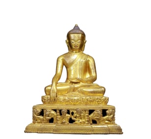 A Solemn Gilt Bronze Statue of Sakyamuni