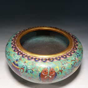 An Exquisite Cloisonne Lotus and Eight Treasures Pattern Water Pot