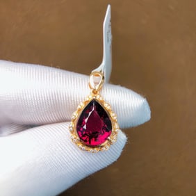 5.5Ctw Sterling Silver-Gold Plated Inlaid Natural Gemstone Necklace
